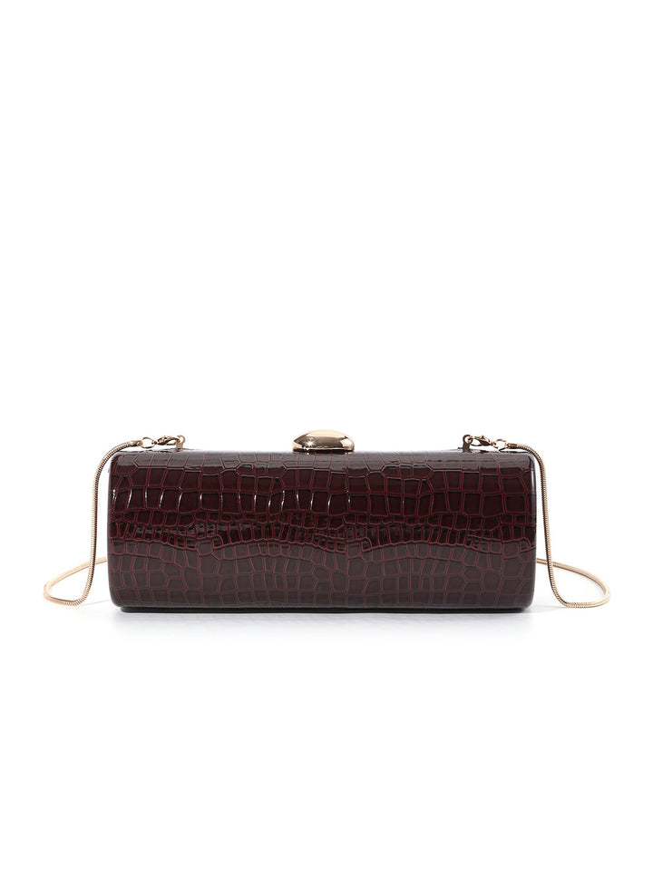 Crocodile-Embossed Evening Clutch