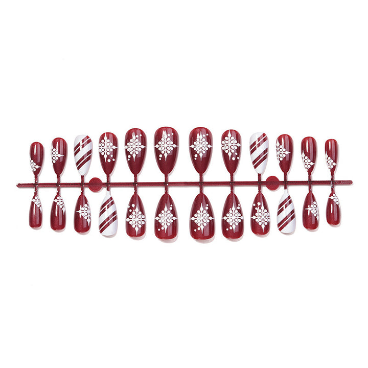 Acrylic Nail Set with Festive Winter Design and Glamorous Accents Stornfield