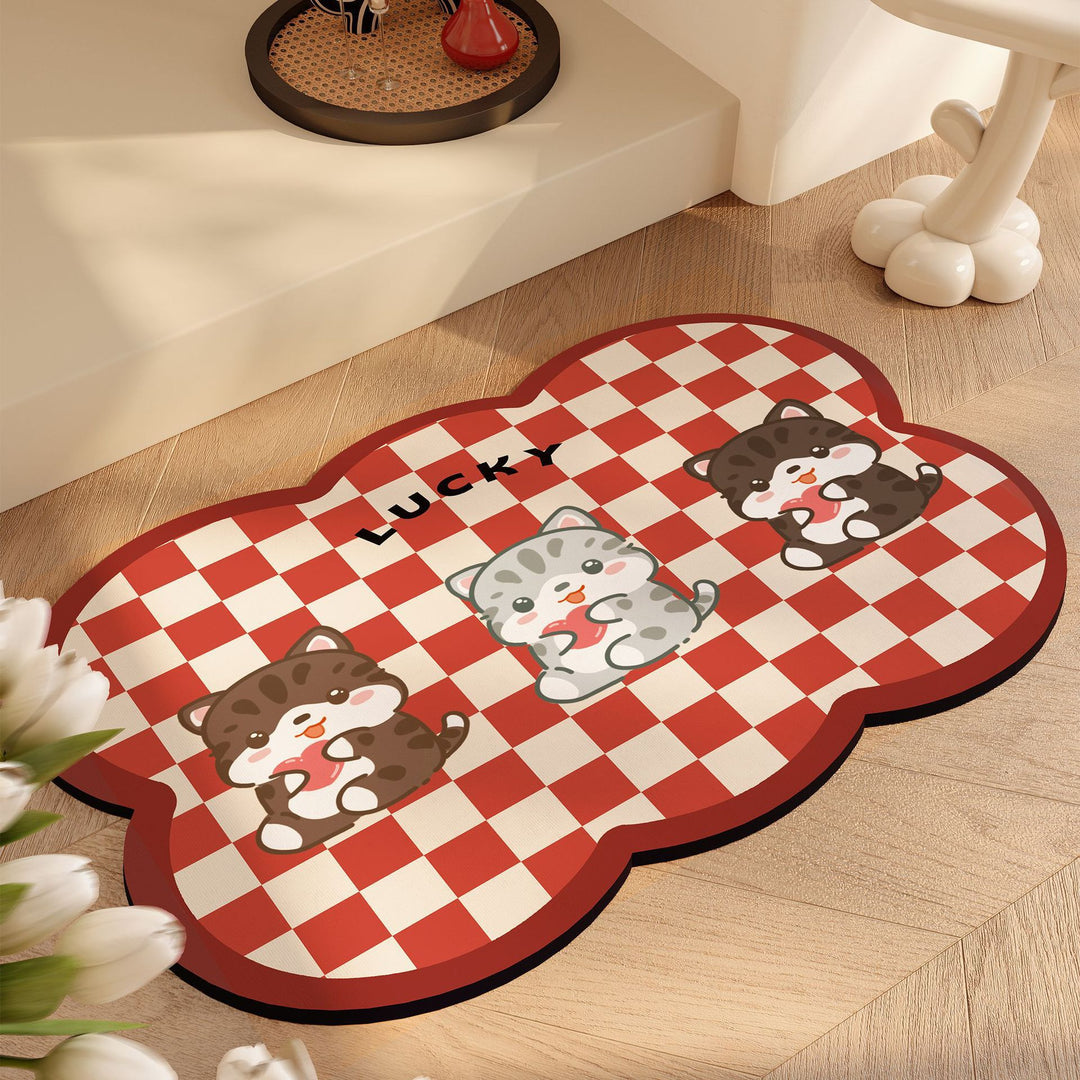 Playful Cat-Themed Bath Mat