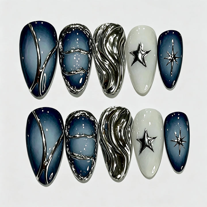 Celestial-Themed Press-On Nail Art Set