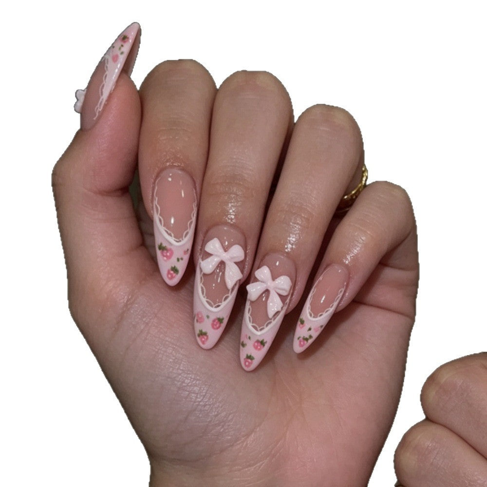 Elegant Stiletto Press-On Nails with Floral and Bow Accents Stornfield