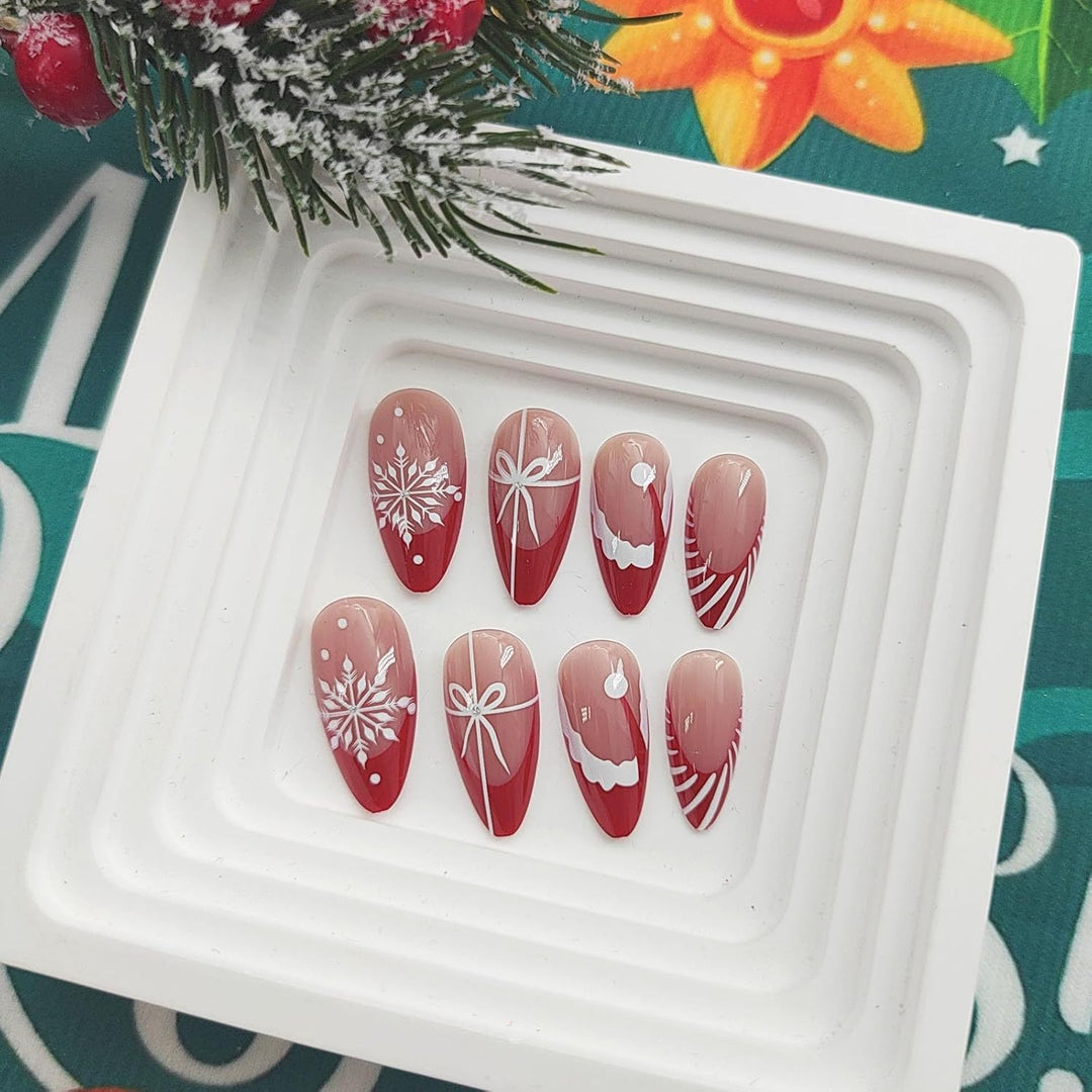 Festive Holiday-Themed Press-On Nail Set Stornfield