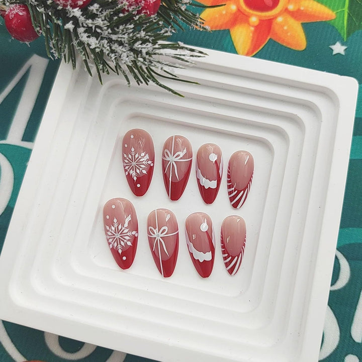 Festive Holiday-Themed Press-On Nail Set Stornfield