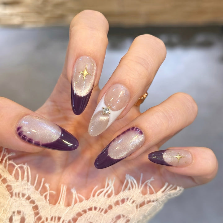 Elegant Press-On Nail Art Set with Crystal Details Stornfield