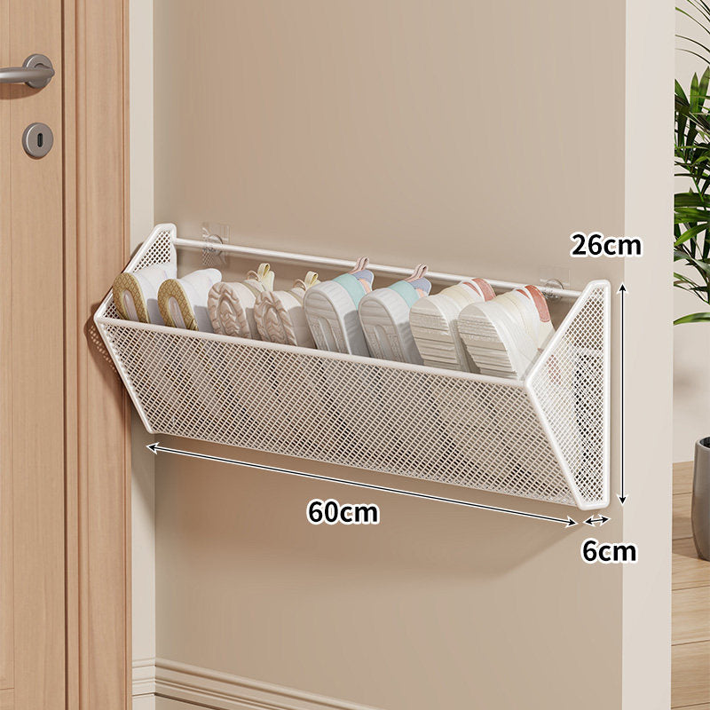 Wall-Mounted Mesh Slipper and Shoe Storage Basket Organizer