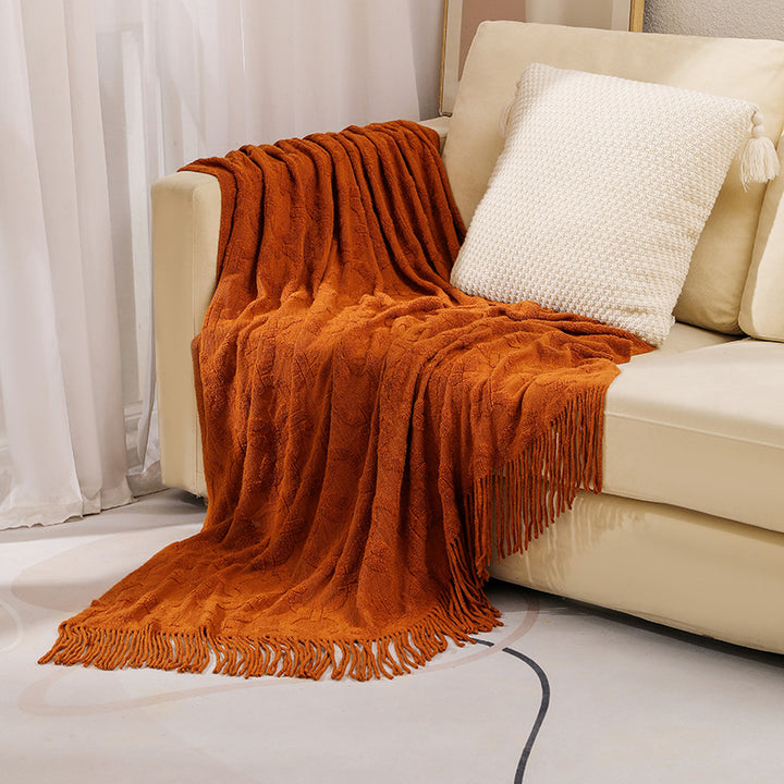 Cozy Textured Fringe Throw Blanket