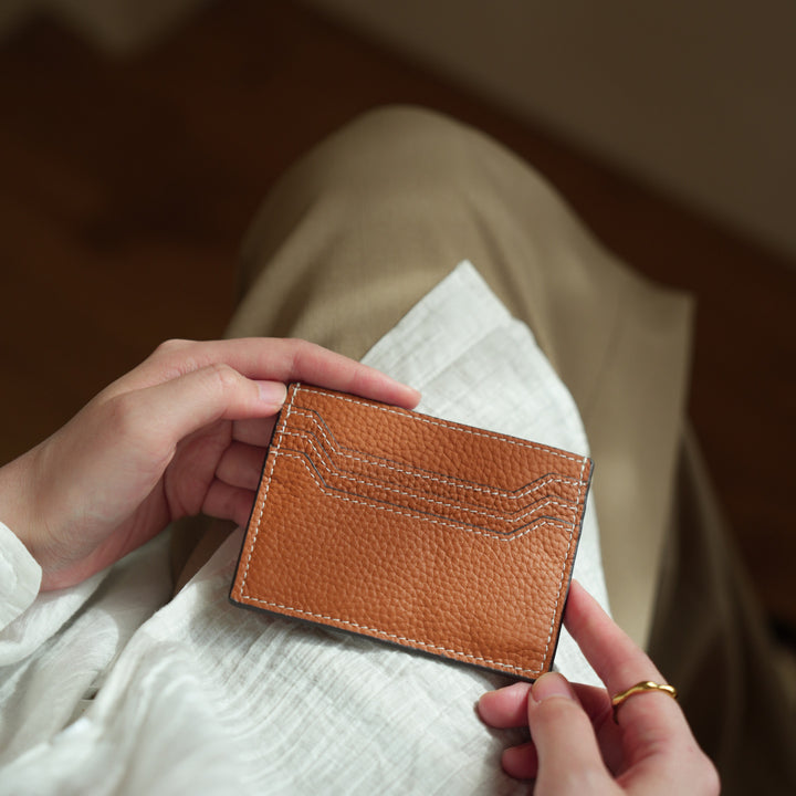 Textured Leather Card Holder Wallet