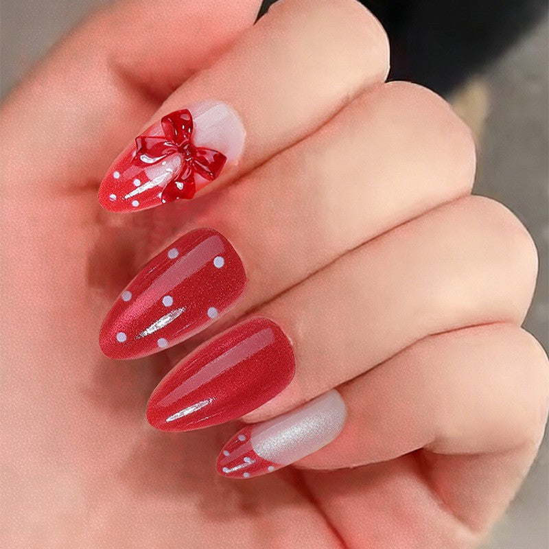 Decorative Press-On Nail Set with Bow Accents Stornfield