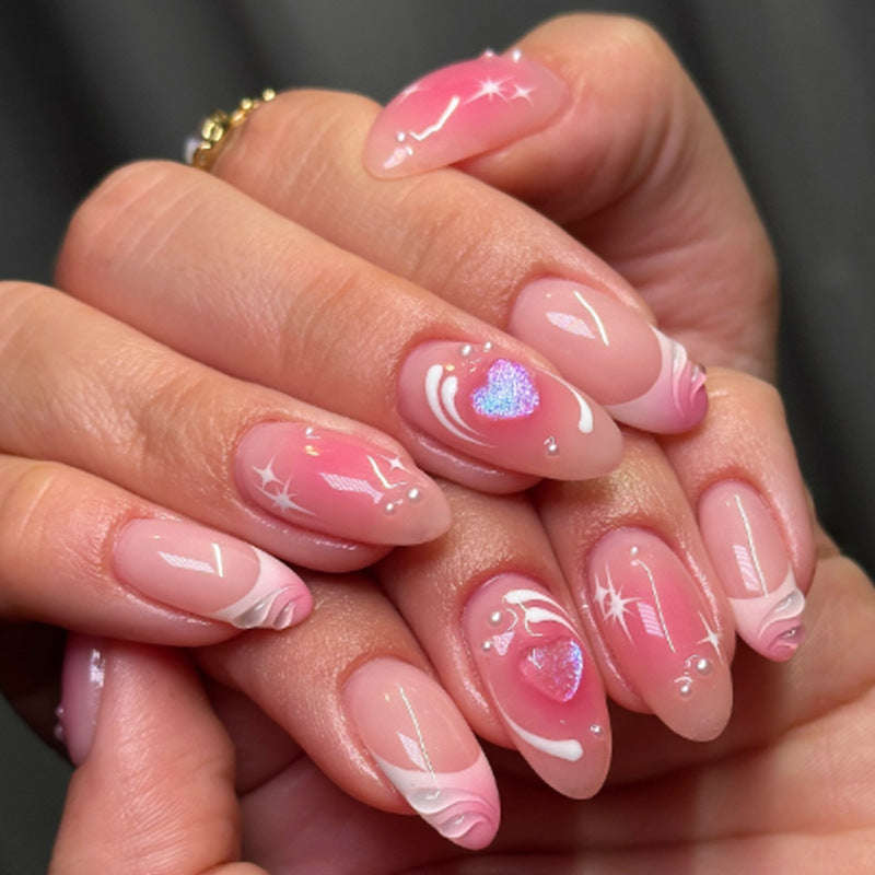 Acrylic Nail Set with Elegant Bows and Glamorous Accent Stornfield