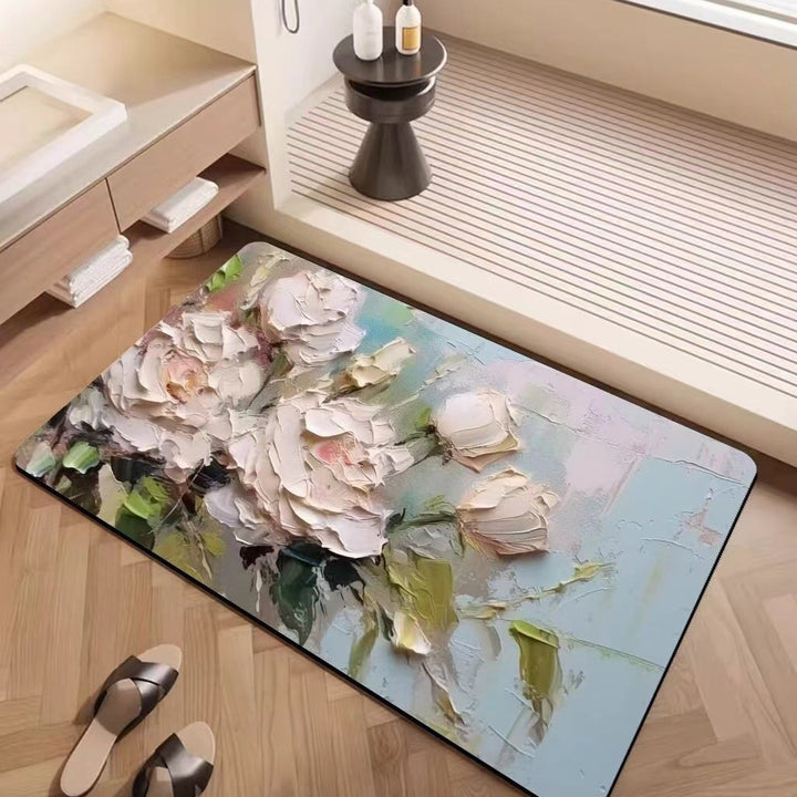 Luxury Textured Floral Bath Mat Stornfield