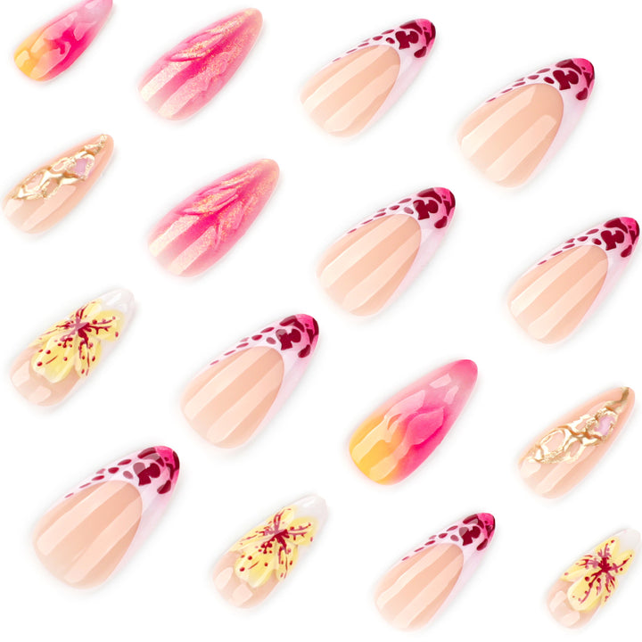 Artistic Nail Extensions with Flower and Ombre Design Stornfield