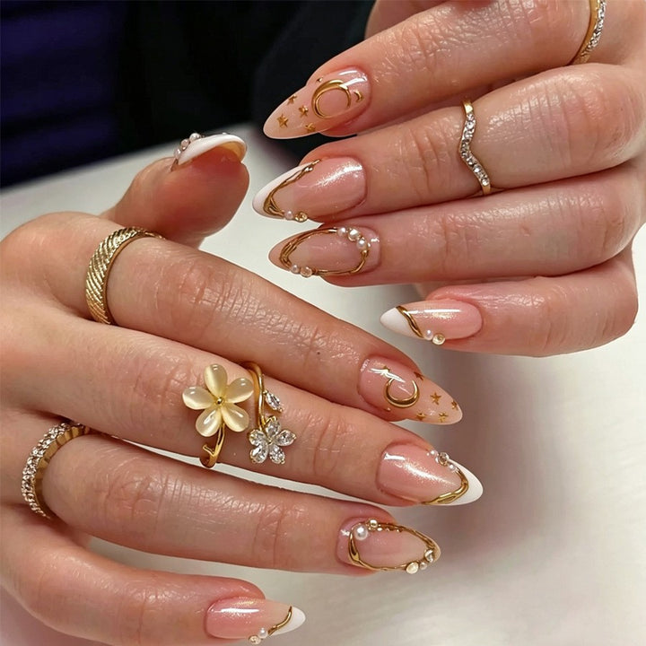 Exquisite artificial nail set with fine 3D decorations and elegant accents Stornfield