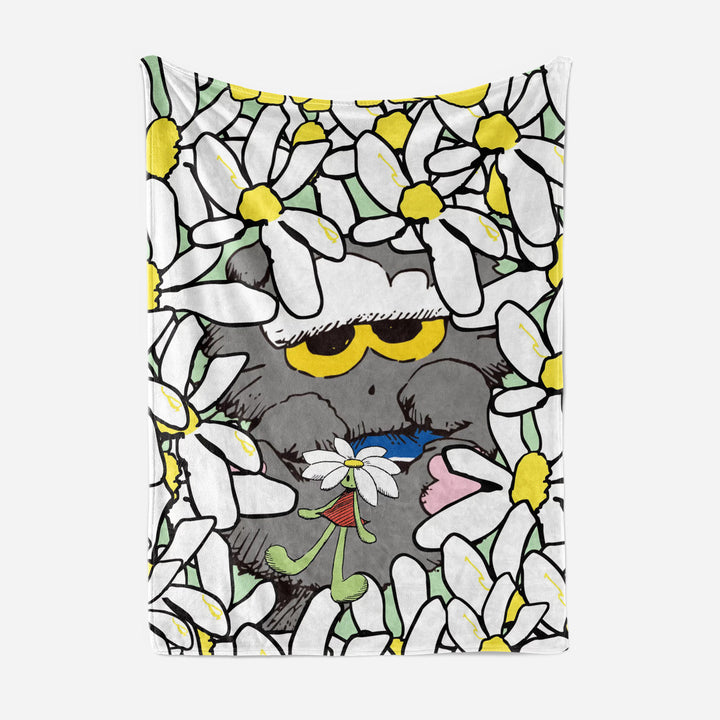 Artistic Cartoon Cat-Themed Fleece Throw Blanket