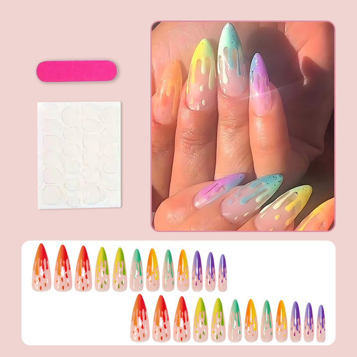 Acrylic nail set with stylish water droplet pattern Stornfield
