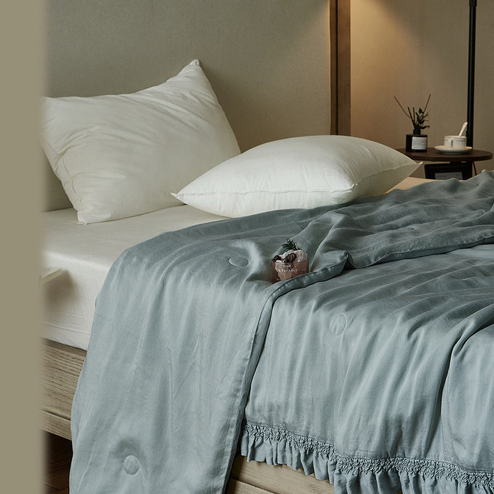 Decorative bed skirt with gathered ruffle and soft cotton blend