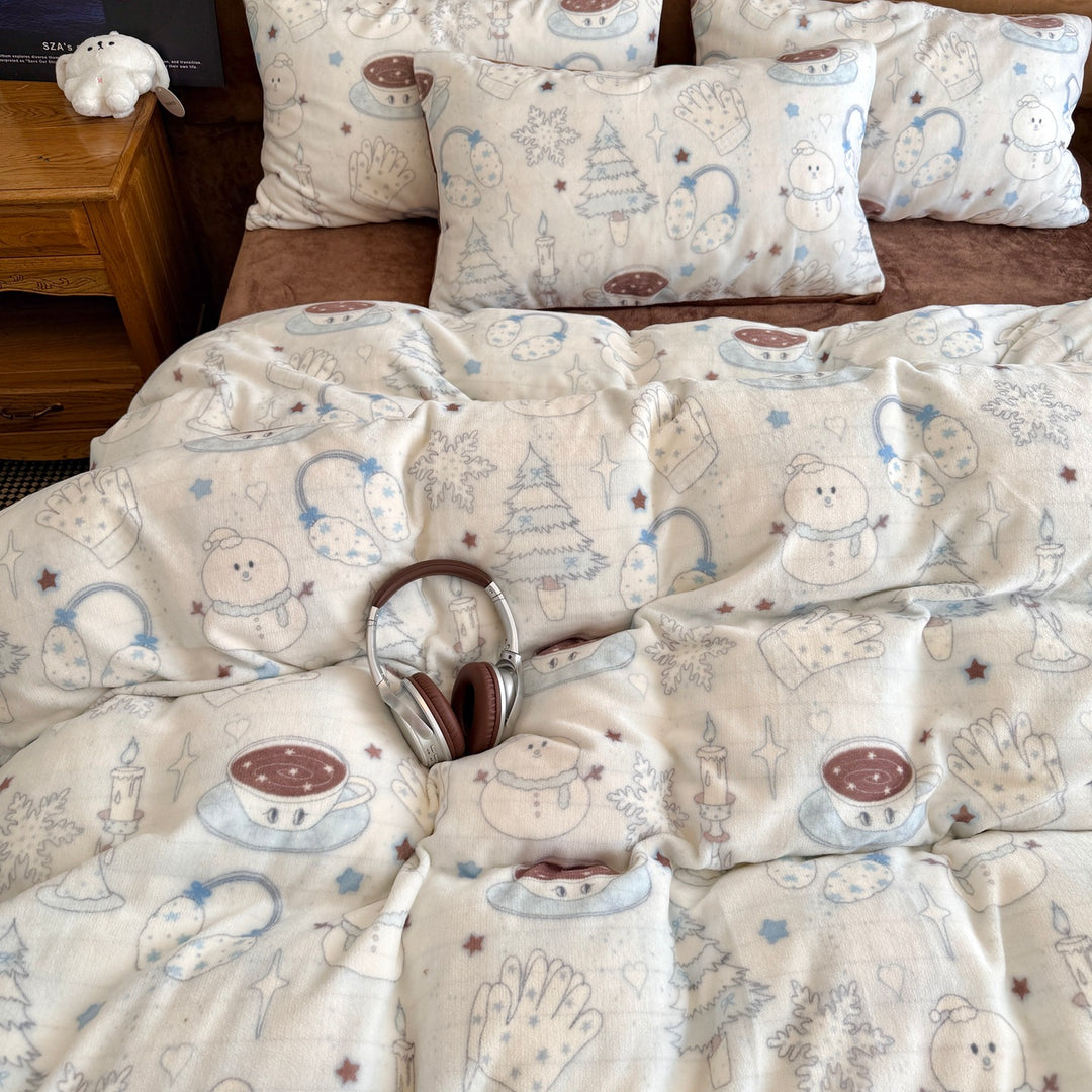 Cute Themed Flannel Bedding Set