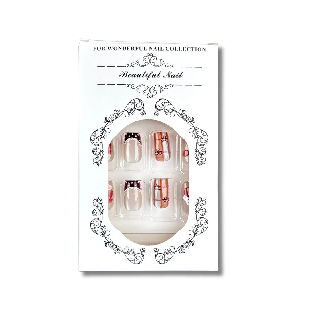 Decorative Press-On Nail Art Set with Holiday-Themed Designs