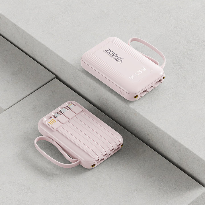 Portable power bank with integrated cable system and LED display Stornfield