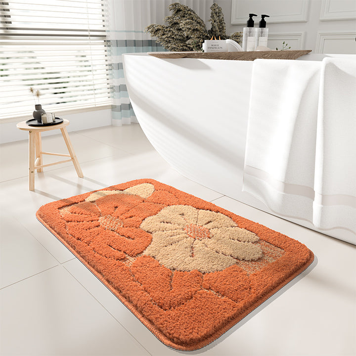 Floral Printed Plush Bath Mat