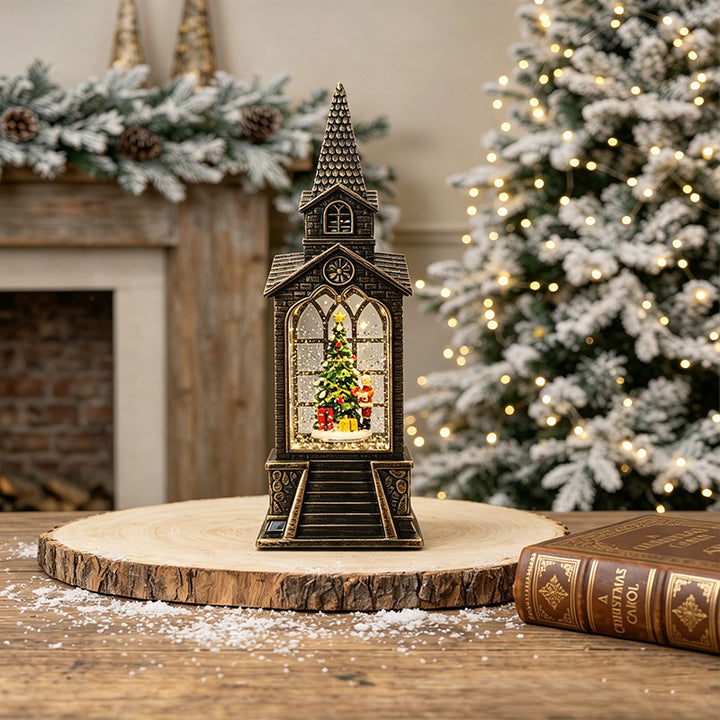 Nostalgic Christmas lantern with illuminated snowman scene Stornfield