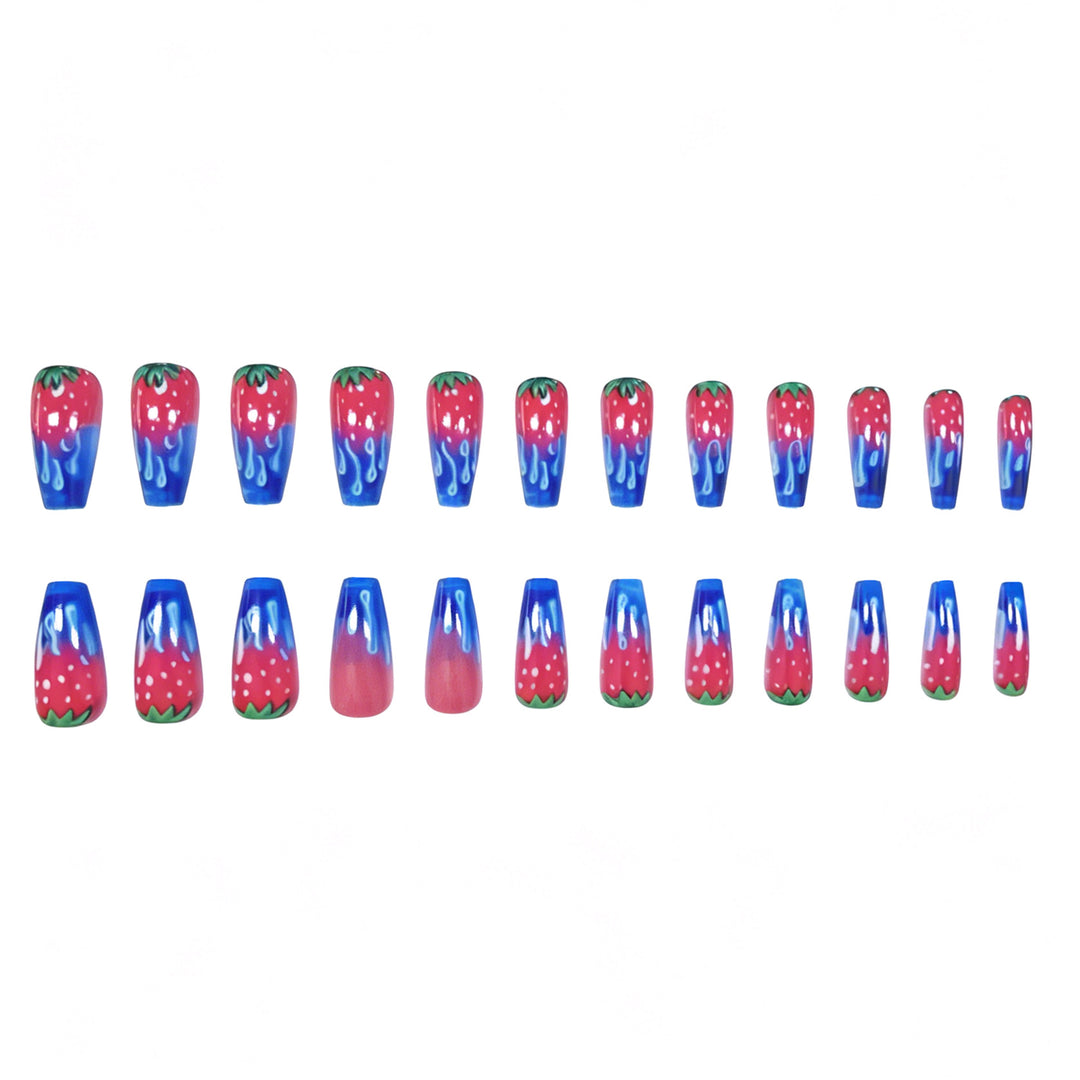 Strawberry-Inspired Acrylic Nail Art Extensions Stornfield