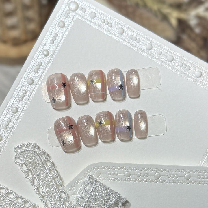 Decorative Star Pattern Press-On Nails Stornfield
