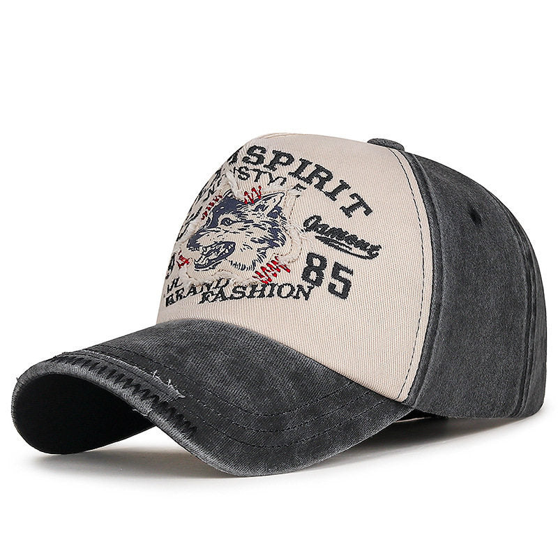 Men's Vintage-Inspired Wolf Graphic Baseball Cap Stornfield