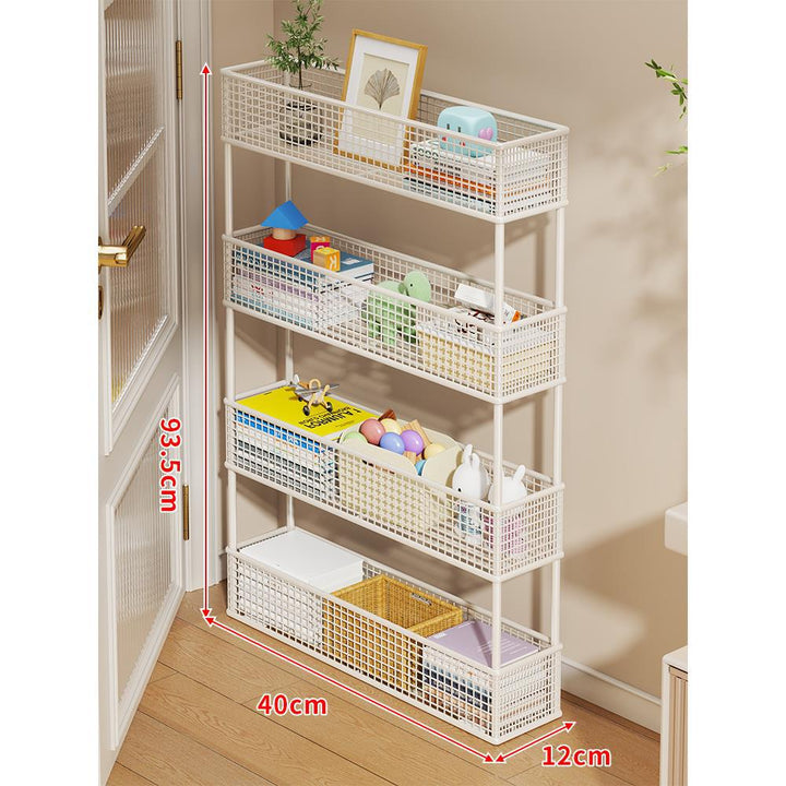 Slim Vertical Mesh Basket Organizer Rack for Narrow Spaces