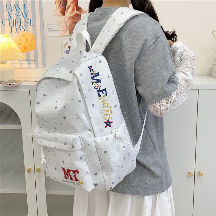 Stylish Star-Embellished Corduroy Backpack Stornfield
