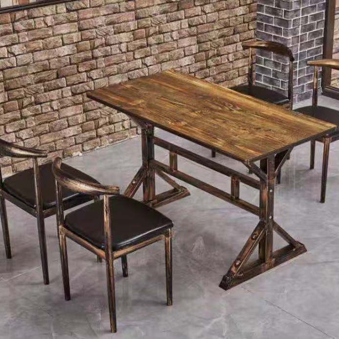 Vintage dining table with custom license plate design Stornfield
