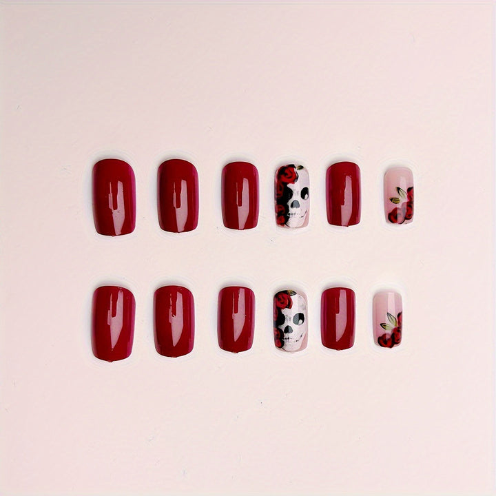Artificial nails with skull and rose design Stornfield