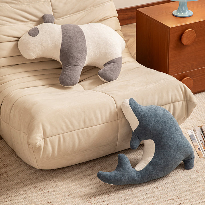 Dolphin-shaped comfort cuddle pillow made of soft plush with ergonomic contour Stornfield