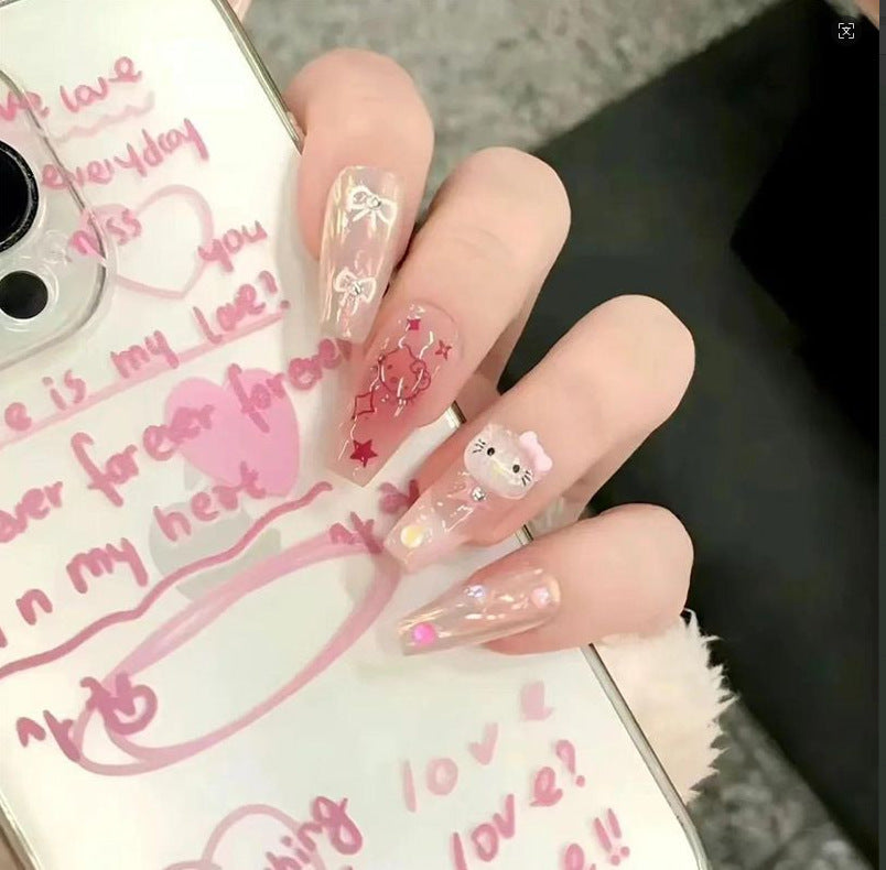 Artistic nail set with 3D flower and bow details Stornfield