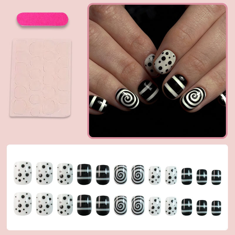 Art nail set with creative black-and-white designs Stornfield