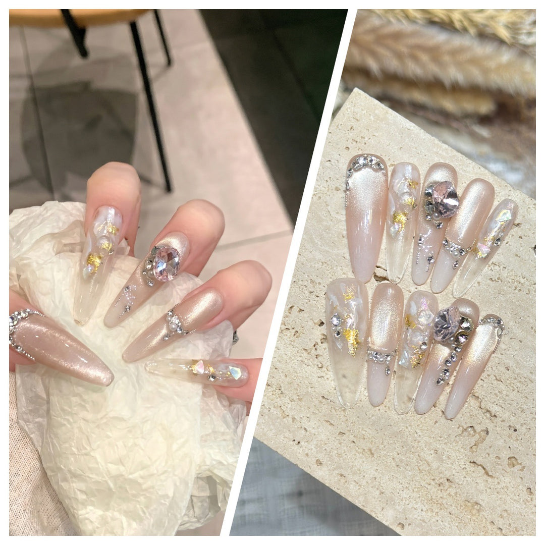 Artistic Stiletto Press-On Nail Set with Charming Patterns Stornfield