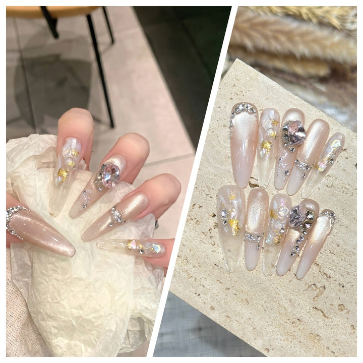 Artistic Stiletto Press-On Nail Set with Charming Patterns Stornfield