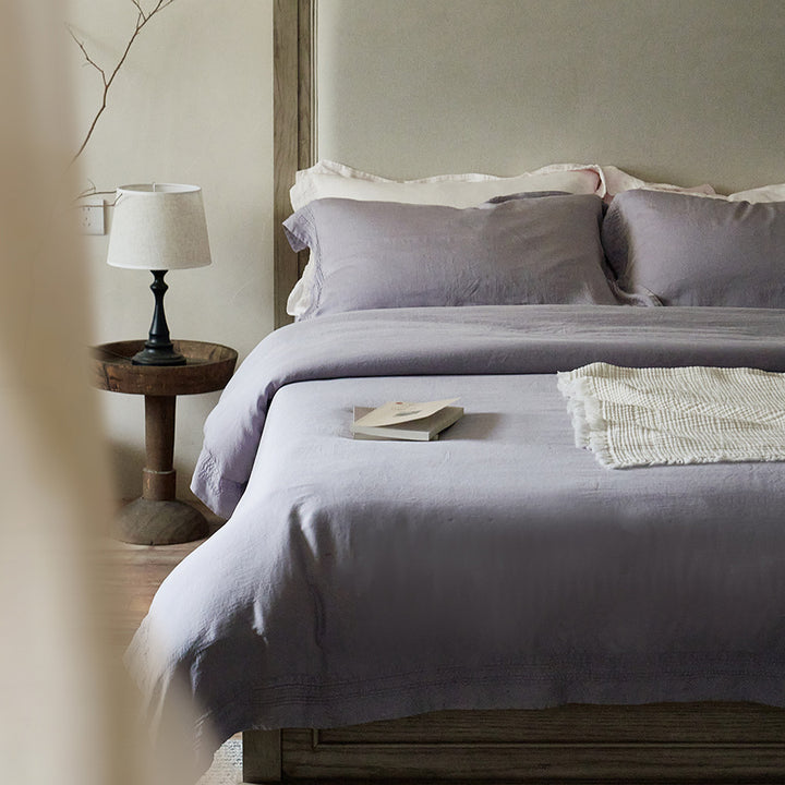 Luxury linen bedding set with duvet cover and pillowcases