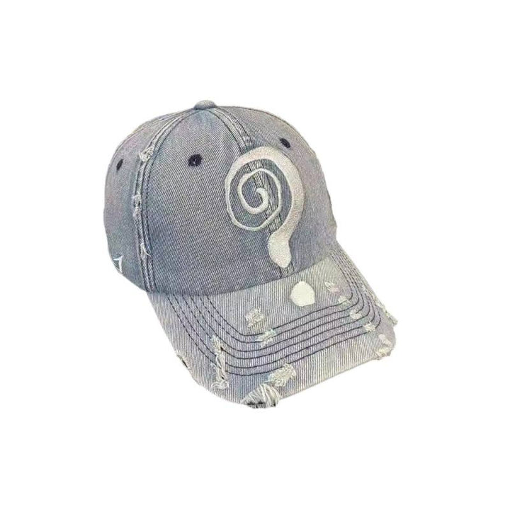 Women's Distressed Denim Baseball Cap with Graphic Design Stornfield
