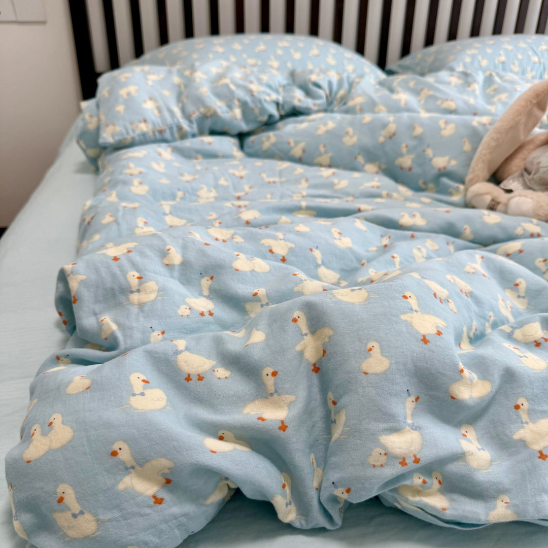 Floral Cotton Reversible Duvet and Sheet Nursery Bedding Set