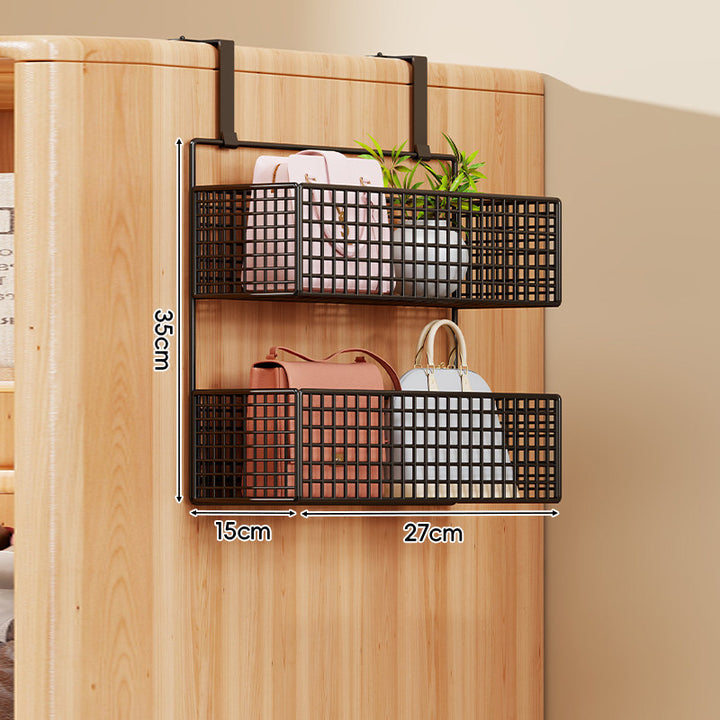 Over-the-Door Multi-Tier Metal Grid Hanging Storage Organizer
