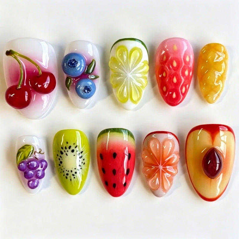 Fruit-Inspired 3D Press-On Nail Set