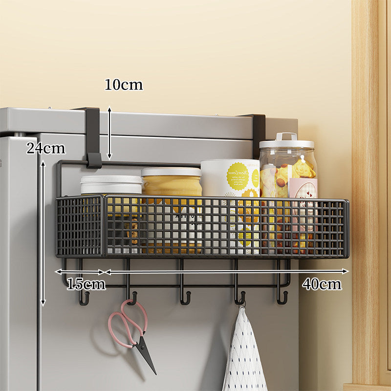 Over-the-Fridge Stacked Metal Mesh Hanging Storage Basket
