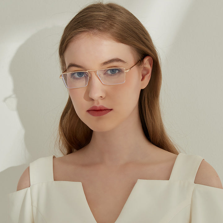 Women's elegant square sunglasses with narrow metal frame and UV protection Stornfield