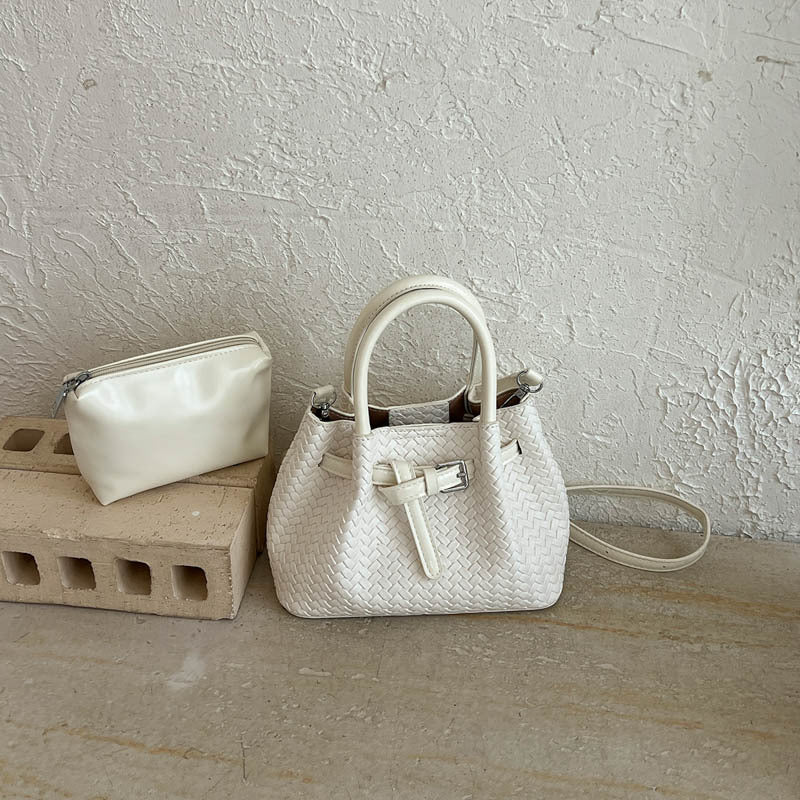 Woven Leather Handheld Tote