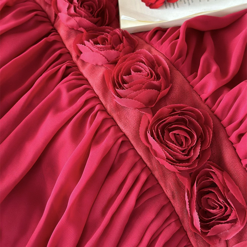 Luxurious Ruffles and Rose Appliqués Velvet Bedding Set
