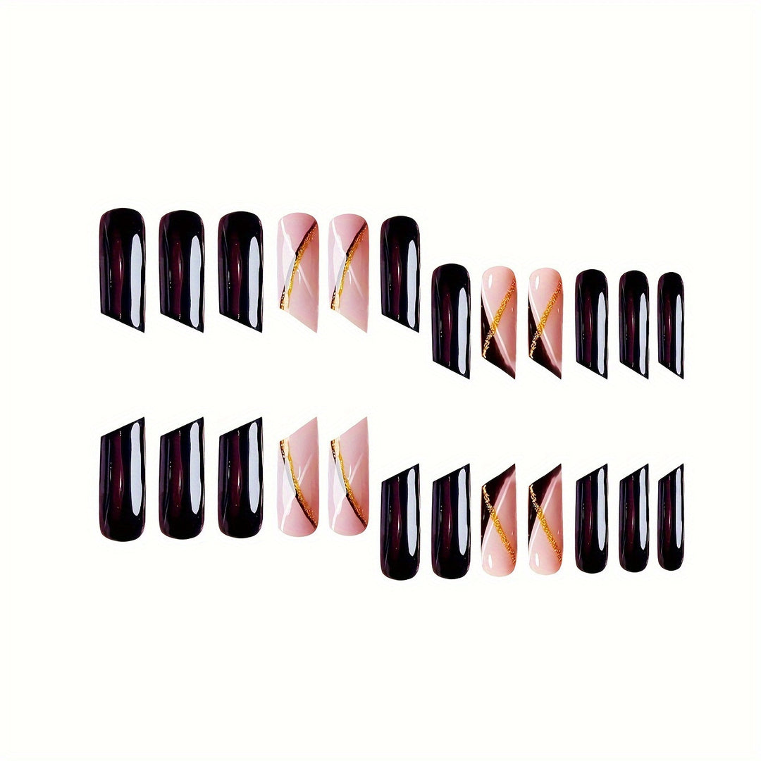 Elegant Stiletto Nail Enhancements with Golden Accents Stornfield