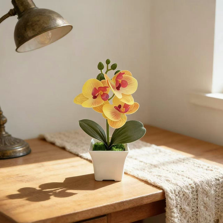 Realistic Artificial Orchid in Decorative Plant Pot for Decor