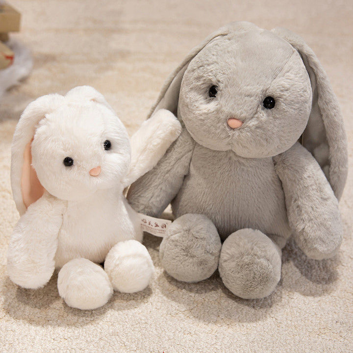 Plush Sitting Bunny Comforter Toy with Dropped Ears Ultra-Soft Faux-Fur and Bean-Fill Base Stornfield