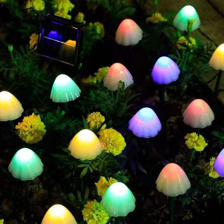 Contemporary Creative Plastic Solar LED Mushroom Lights String Lights For Outdoor Patio | Stornfield