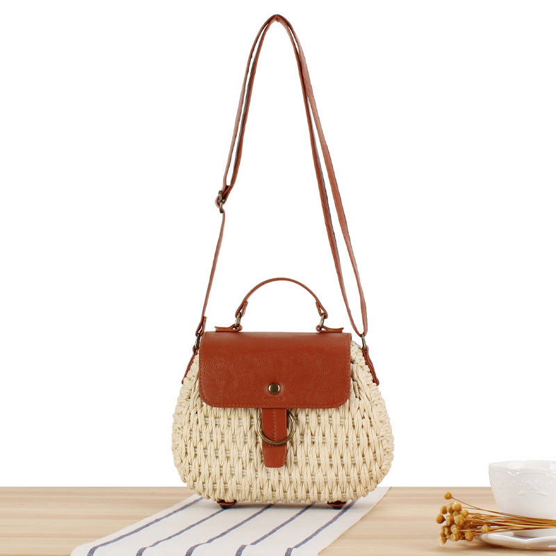Handbag with Elegant Leather Lid and Woven Design Stornfield